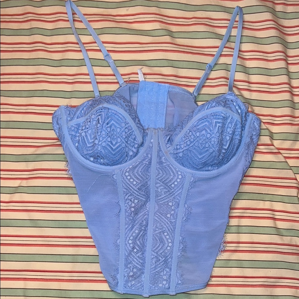 Blue Lace Bustier Top